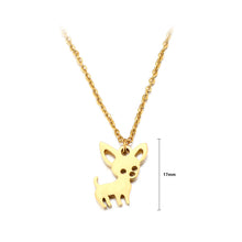 Load image into Gallery viewer, Simple and Cute Plated Gold Puppy 316L Stainless Steel Pendant with Necklace