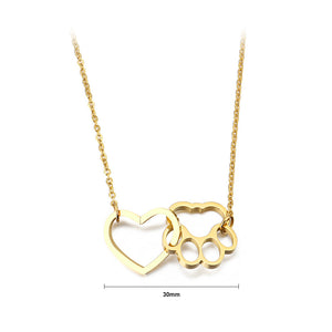 Simple and Creative Plated Gold Hollow Heart-shaped Cat Claw 316L Stainless Steel Necklace