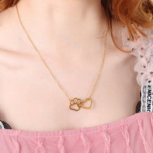 Load image into Gallery viewer, Simple and Creative Plated Gold Hollow Heart-shaped Cat Claw 316L Stainless Steel Necklace