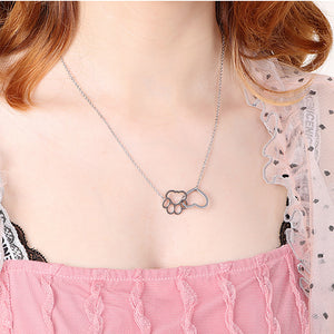 Simple and Creative Hollow Heart-shaped Cat Claw 316L Stainless Steel Necklace