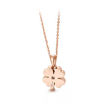 Load image into Gallery viewer, Fashion and Simple Plated Rose Gold Four-leafed Clover 316L Stainless Steel Pendant with Necklace