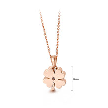 Load image into Gallery viewer, Fashion and Simple Plated Rose Gold Four-leafed Clover 316L Stainless Steel Pendant with Necklace