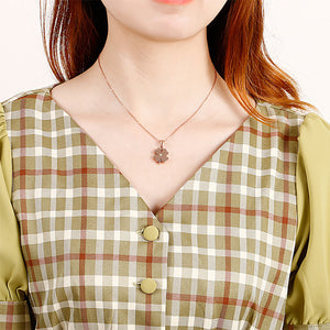 Fashion and Simple Plated Rose Gold Four-leafed Clover 316L Stainless Steel Pendant with Necklace