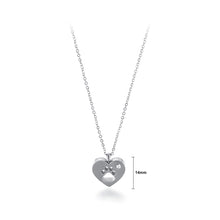 Load image into Gallery viewer, Simple and Cute Heart-shaped Paw 316L Stainless Steel Pendant with Cubic Zirconia and Necklace