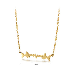 Simple and Fashion Plated Gold Pisces ECG 316L Stainless Steel Necklace