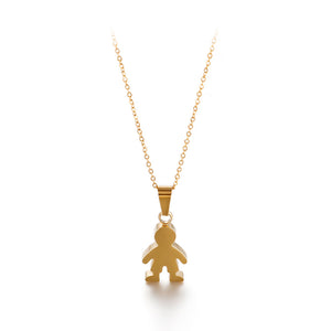 Simple and Cute Plated Gold Little Boy 316L Stainless Steel Pendant with Necklace