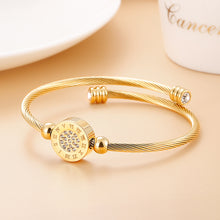 Load image into Gallery viewer, Fashion Creative Plated Gold Geometric Round Roman Numerals 316L Stainless Steel Bangle with Cubic Zirconia
