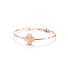 Load image into Gallery viewer, Simple Fashion Plated Rose Gold Four-leafed Clover 316L Stainless Steel Bangle