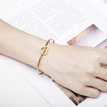Load image into Gallery viewer, Fashion and Elegant Plated Gold Heart-shaped Mama 316L Stainless Steel Bangle