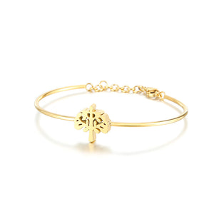 Fashion and Simple Plated Gold Tree Of Life 316L Stainless Steel Bangle
