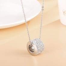 Load image into Gallery viewer, Simple Bright Geometric Cylinder 316L Stainless Steel Pendant with Cubic Zirconia and Necklace