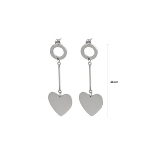 Simple and Romantic Heart-shaped Tassel 316L Stainless Steel Earrings