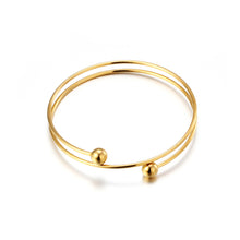 Load image into Gallery viewer, Fashion and Simple Plated Gold Geometric Bead 316L Stainless Steel Bangle