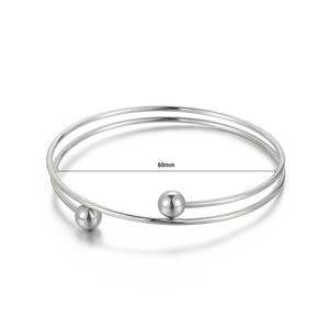 Fashion Simple Geometric Round Bead 316L Stainless Steel Bangle