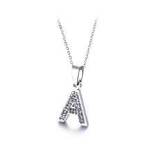 Load image into Gallery viewer, Fashion and Simple English Alphabet A 316L Stainless Steel Pendant with Cubic Zirconia and Necklace