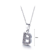 Load image into Gallery viewer, Fashion and Simple English Alphabet B 316L Stainless Steel Pendant with Cubic Zirconia and Necklace