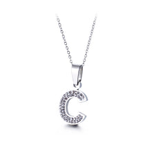 Load image into Gallery viewer, Fashion and Simple English Alphabet C 316L Stainless Steel Pendant with Cubic Zirconia and Necklace