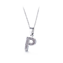 Load image into Gallery viewer, Fashion and Simple English Alphabet P 316L Stainless Steel Pendant with Cubic Zirconia and Necklace
