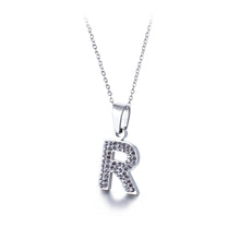 Load image into Gallery viewer, Fashion and Simple English Alphabet R 316L Stainless Steel Pendant with Cubic Zirconia and Necklace