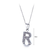 Load image into Gallery viewer, Fashion and Simple English Alphabet R 316L Stainless Steel Pendant with Cubic Zirconia and Necklace