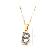 Load image into Gallery viewer, Fashion and Simple Plated Gold English Alphabet B 316L Stainless Steel Pendant with Cubic Zirconia and Necklace