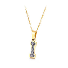 Load image into Gallery viewer, Fashion and Simple Plated Gold English Alphabet I 316L Stainless Steel Pendant with Cubic Zirconia and Necklace