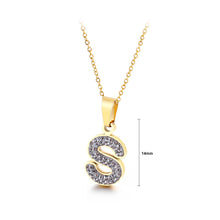 Load image into Gallery viewer, Fashion and Simple Plated Gold English Alphabet S 316L Stainless Steel Pendant with Cubic Zirconia and Necklace