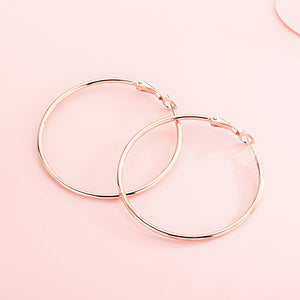 Simple Personality Plated Rose Gold Geometric Circle 316L Stainless Steel Earrings
