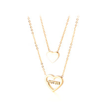 Load image into Gallery viewer, Fashion Sweet Plated Gold Heart Shaped Mon 316L Stainless Steel Pendant with Double Necklace