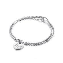 Load image into Gallery viewer, Simple and Romantic Heart-shaped 316L Stainless Steel Double-layer Bracelet