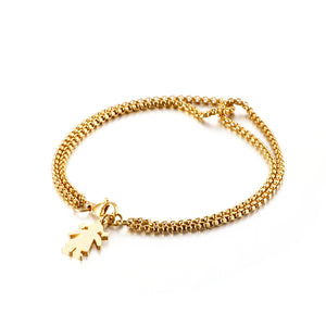 Fashion Cute Plated Gold Little Girl 316L Stainless Steel Double Layer Bracelet