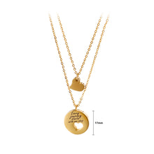 Load image into Gallery viewer, Simple and Fashion Plated Gold Geometric Round Heart-shaped 316L Stainless Steel Pendant with Double-layer Necklace