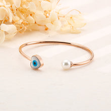 Load image into Gallery viewer, Fashion Creative Plated Rose Gold Devil&#39;s Eye Imitation Pearl 316L Stainless Steel Bangle