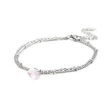 Load image into Gallery viewer, Simple and Fashion Geometric Pink Cubic Zirconia 316L Stainless Steel Double-layer Bracelet