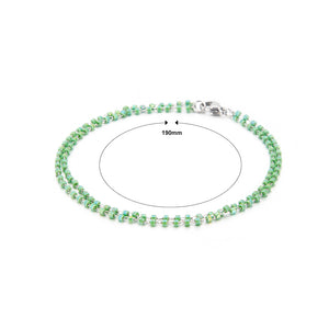 Simple Bohemian Geometry Green Crystal Beaded 316L Stainless Steel Double Bracelet