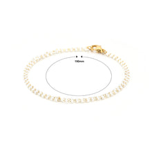 Load image into Gallery viewer, Simple Bohemian Plated Gold Geometric White Crystal Beaded 316L Stainless Steel Double Bracelet