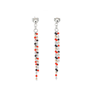 Simple and Fashion Geometric Color Crystal Tassel 316L Stainless Steel Earrings