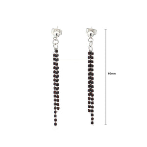 Simple Fashion Geometric Black Crystal Tassel 316L Stainless Steel Earrings