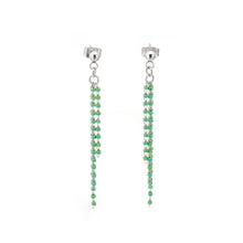Load image into Gallery viewer, Simple and Fashion Geometric Green Crystal Tassel 316L Stainless Steel Earrings