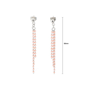 Simple and Fashion Geometric Pink Crystal Tassel 316L Stainless Steel Earrings