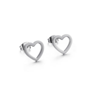 Simple and Romantic Hollow Heart-shaped 316L Stainless Steel Stud Earrings