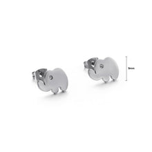Load image into Gallery viewer, Simple and Cute Elephant 316L Stainless Steel Stud Earrings with Cubic Zirconia
