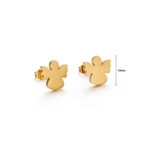Fashion Simple Plated Gold Angel 316L Stainless Steel Stud Earrings