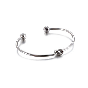 Simple and Creative Knotted Round Bead 316L Stainless Steel Bangle