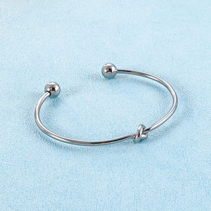 Simple and Creative Knotted Round Bead 316L Stainless Steel Bangle