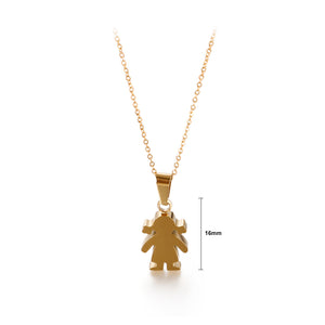 Simple and Cute Plated Gold Little Girl 316L Stainless Steel Pendant with Necklace