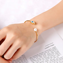 Load image into Gallery viewer, Fashion Personality Plated Gold Devil&#39;s Eye Imitation Pearl 316L Stainless Steel Bangle