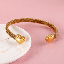 Load image into Gallery viewer, Fashion Simple Plated Gold Heart-shaped 316L Stainless Steel Bangle