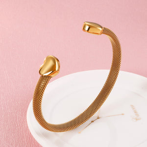 Fashion Simple Plated Gold Heart-shaped 316L Stainless Steel Bangle