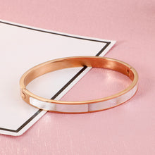 Load image into Gallery viewer, Simple Temperament Plated Rose Gold Geometric Round Shell 316L Stainless Steel Bangle